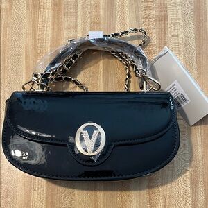 Valentino Orlandi Black Patent Leather Shoulder Bag NWT